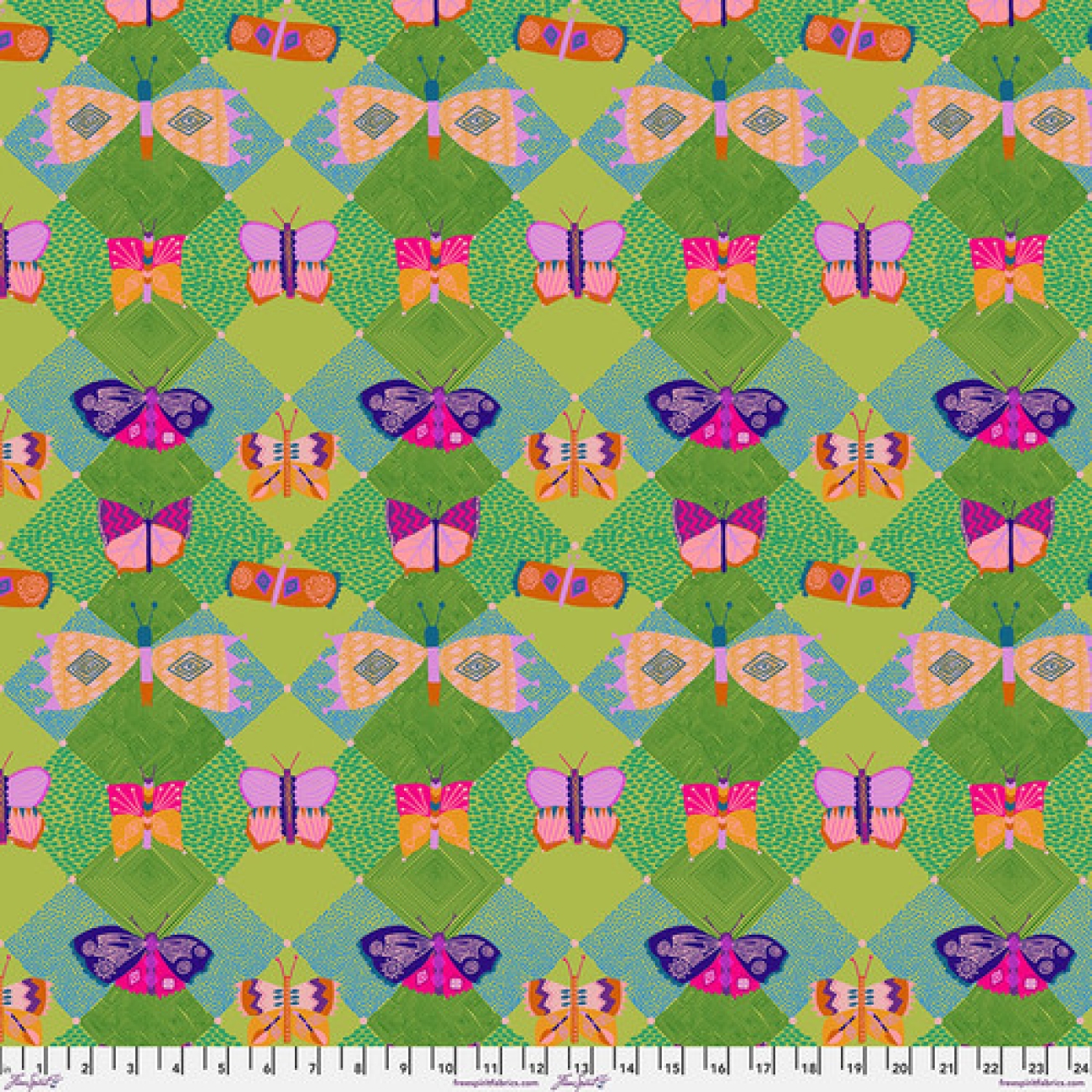 Baumwolle Patchwork - Carolyn Gavin Stoffe - Harmony - Harlequin Grass